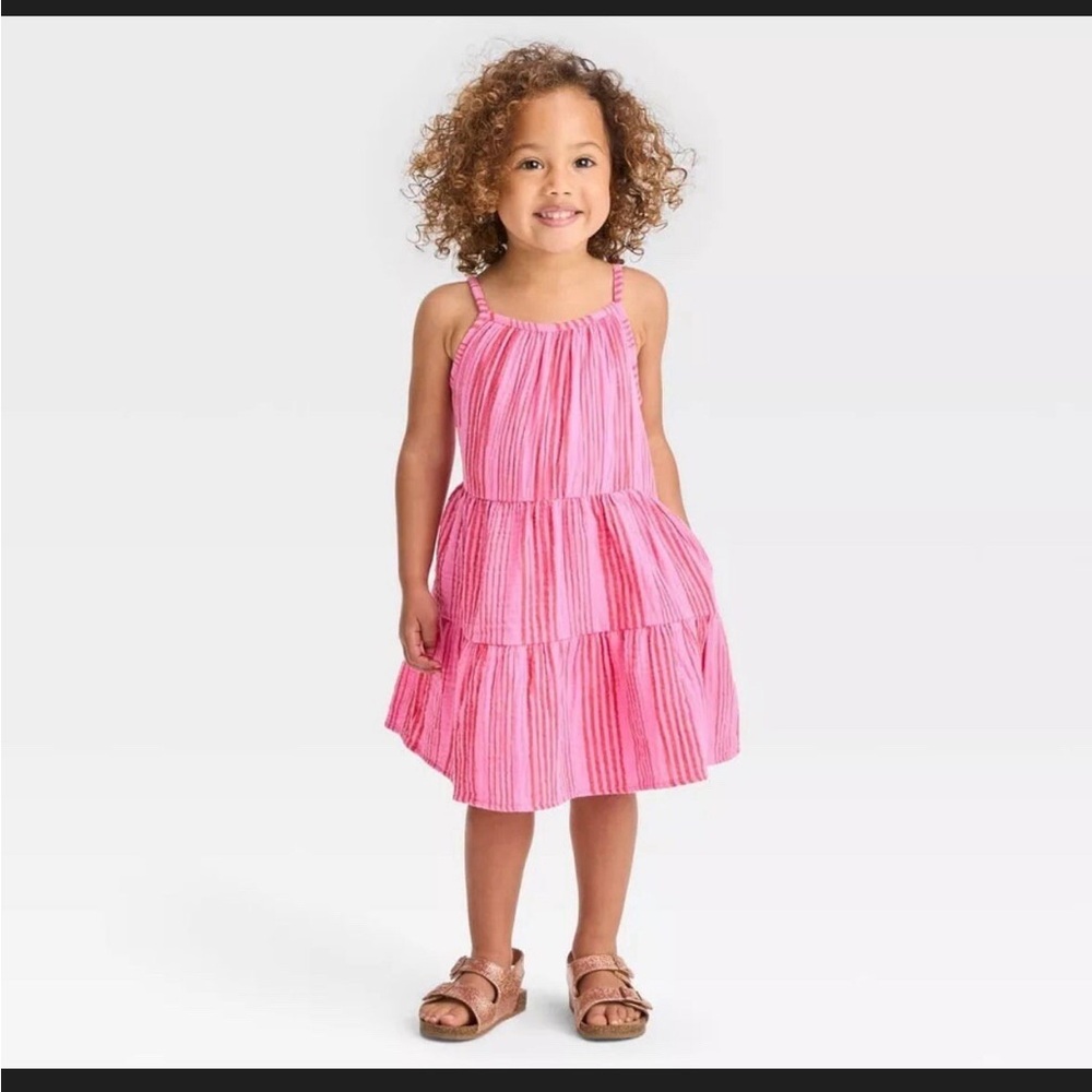 Cat and Jack baby girls Pink Striped Kids Dress